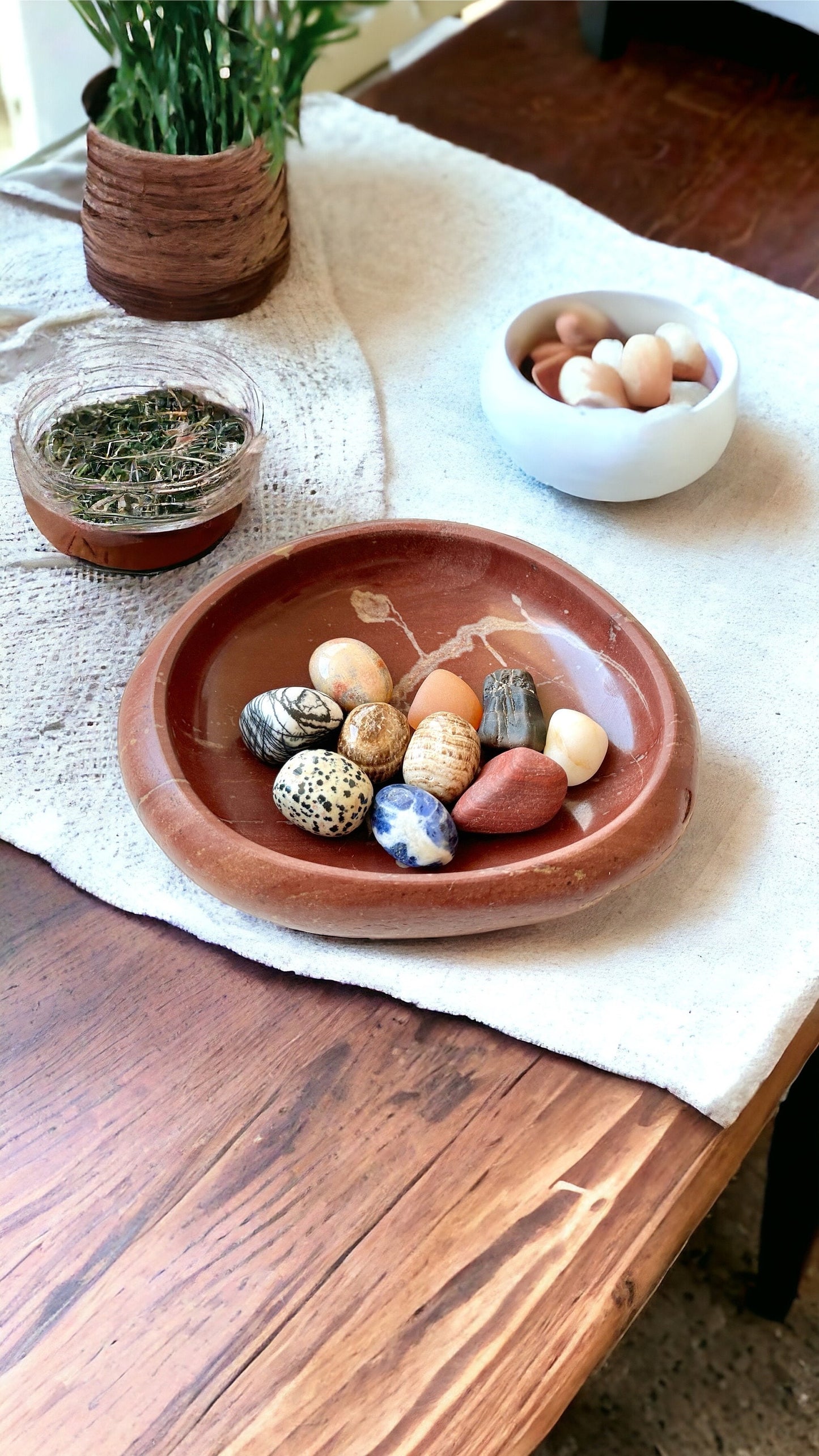 "Fall Whisper" - Handcrafted stone bowl | Riverstone dish | Rock plate | Serving tray | Catch-all | Trinket tray | Birdbath