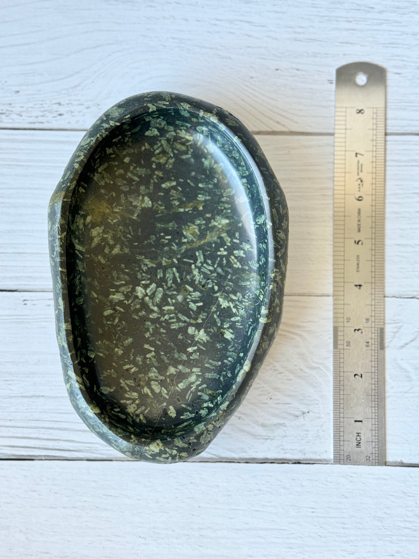 "Firefly Lagoon" - Hand-carved stone bowl | Riverstone dish | Rock plate | Jewelry Bowl | Serving tray | Catch-all | Trinket tray | Birdbath