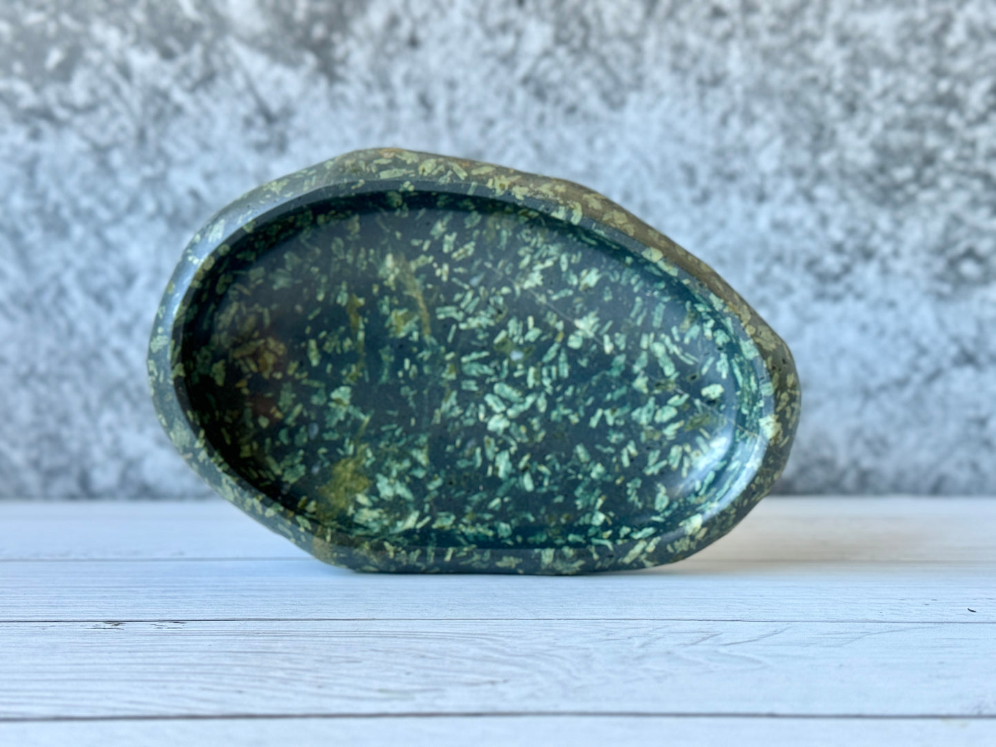 "Firefly Lagoon" - Hand-carved stone bowl | Riverstone dish | Rock plate | Jewelry Bowl | Serving tray | Catch-all | Trinket tray | Birdbath