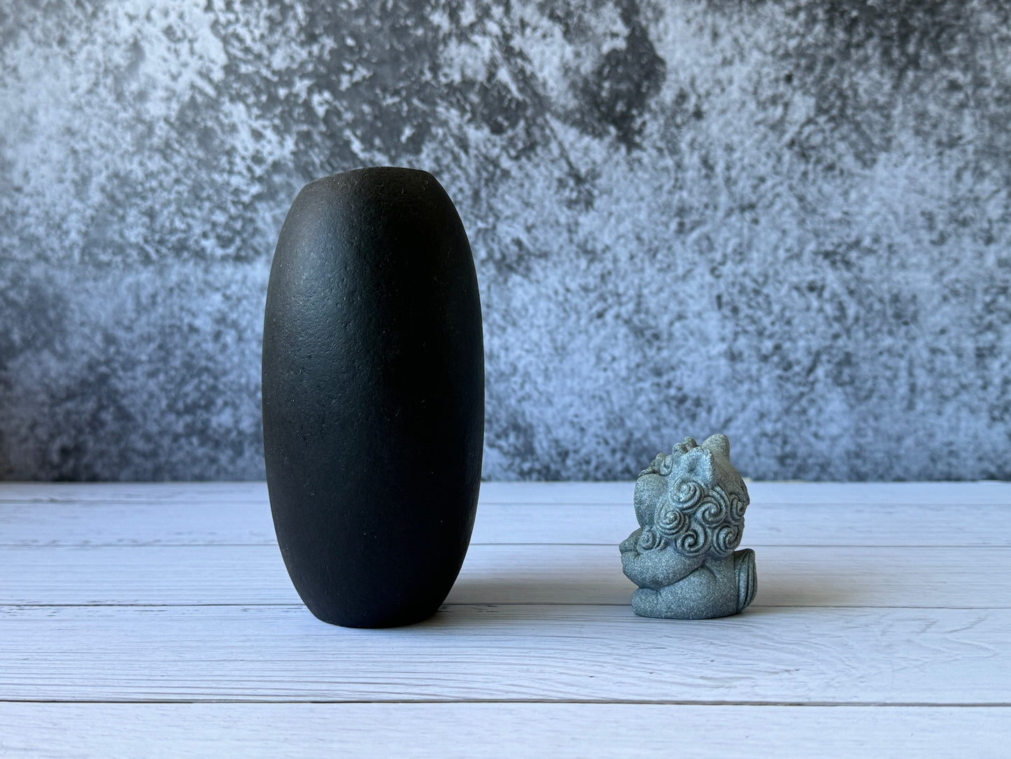 "Midnight" - Handmade Natural Riverstone Vase