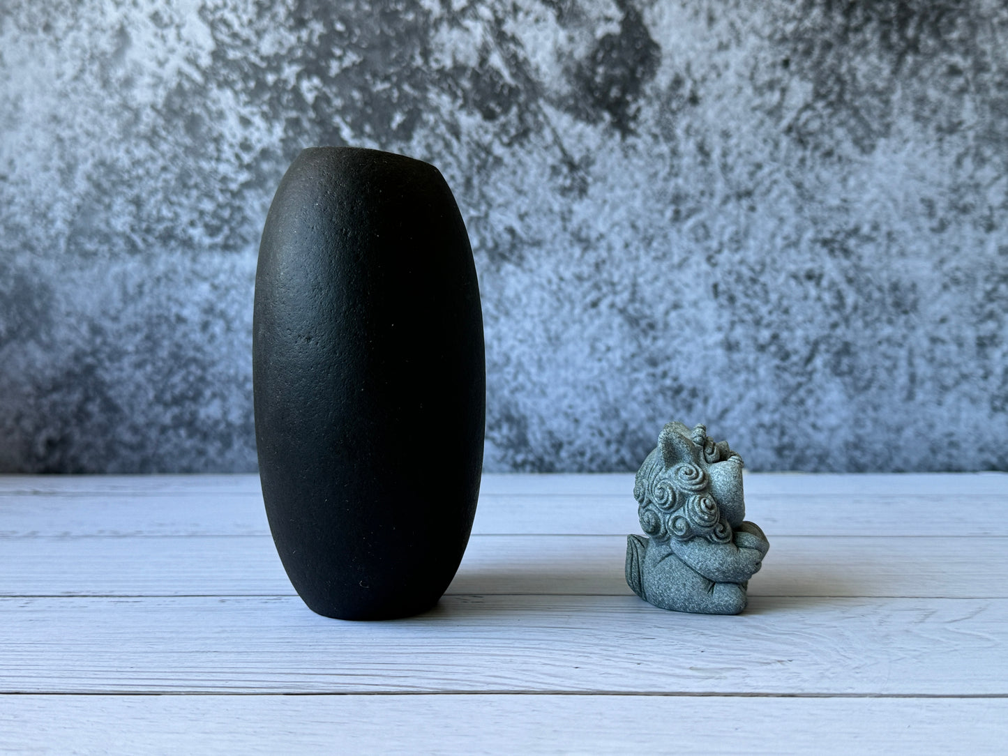 "Midnight" - Handmade Natural Riverstone Vase