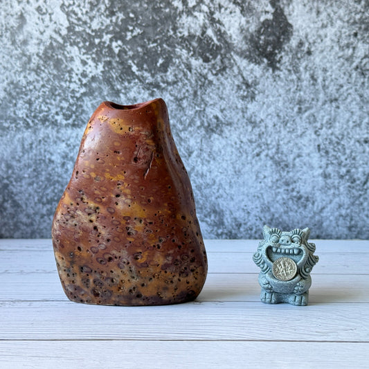 "Sunset Ember" - Handmade Natural Riverstone Vase