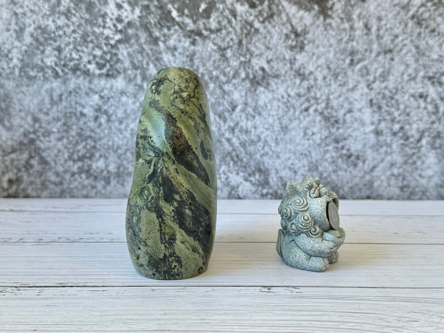 "Mystic Green" - Handmade Natural Riverstone Vase | Bud vase | Rock art