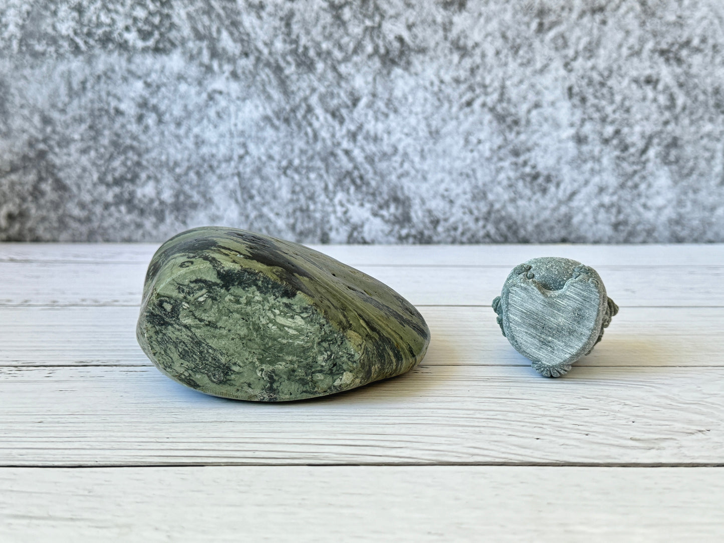 "Mystic Green" - Handmade Natural Riverstone Vase | Bud vase | Rock art