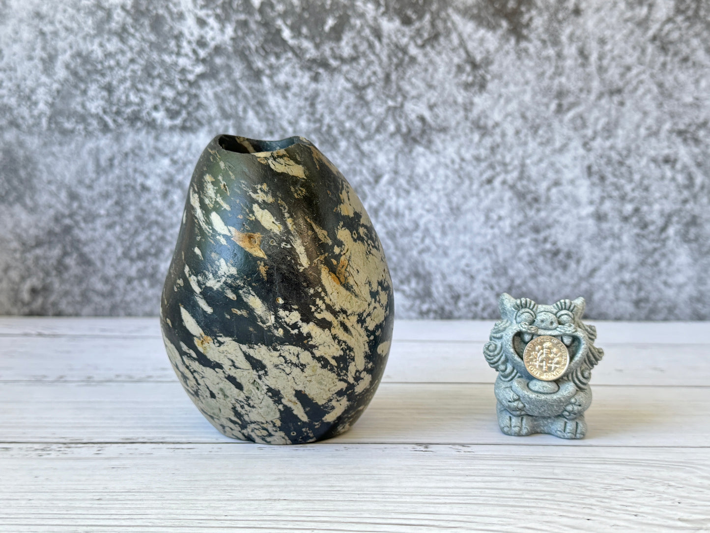 "Black Forest" - Handmade Natural Riverstone Vase