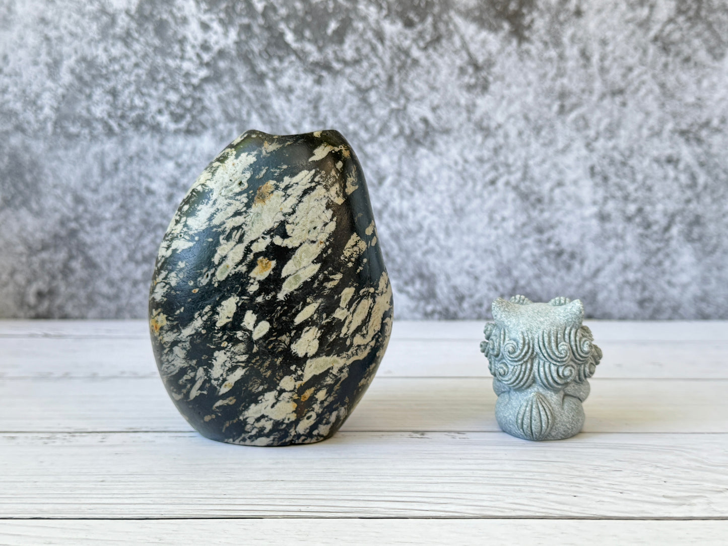 "Black Forest" - Handmade Natural Riverstone Vase