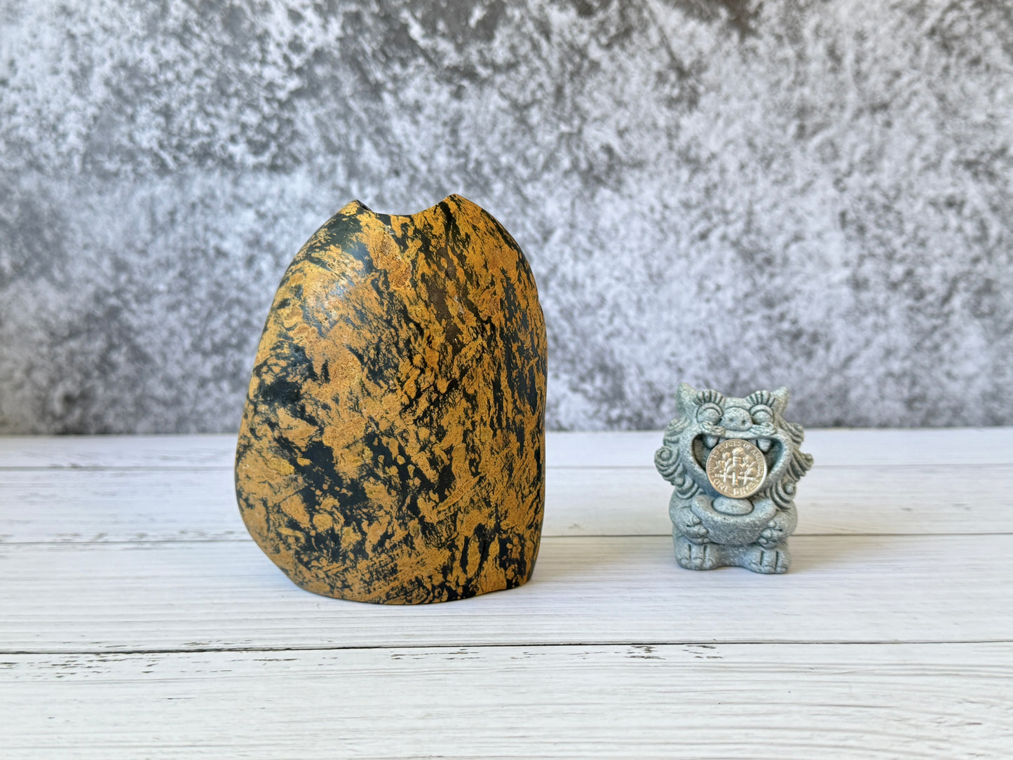 "Golden Torrent" - Handmade Natural Riverstone Vase | Bud vase | Rock art