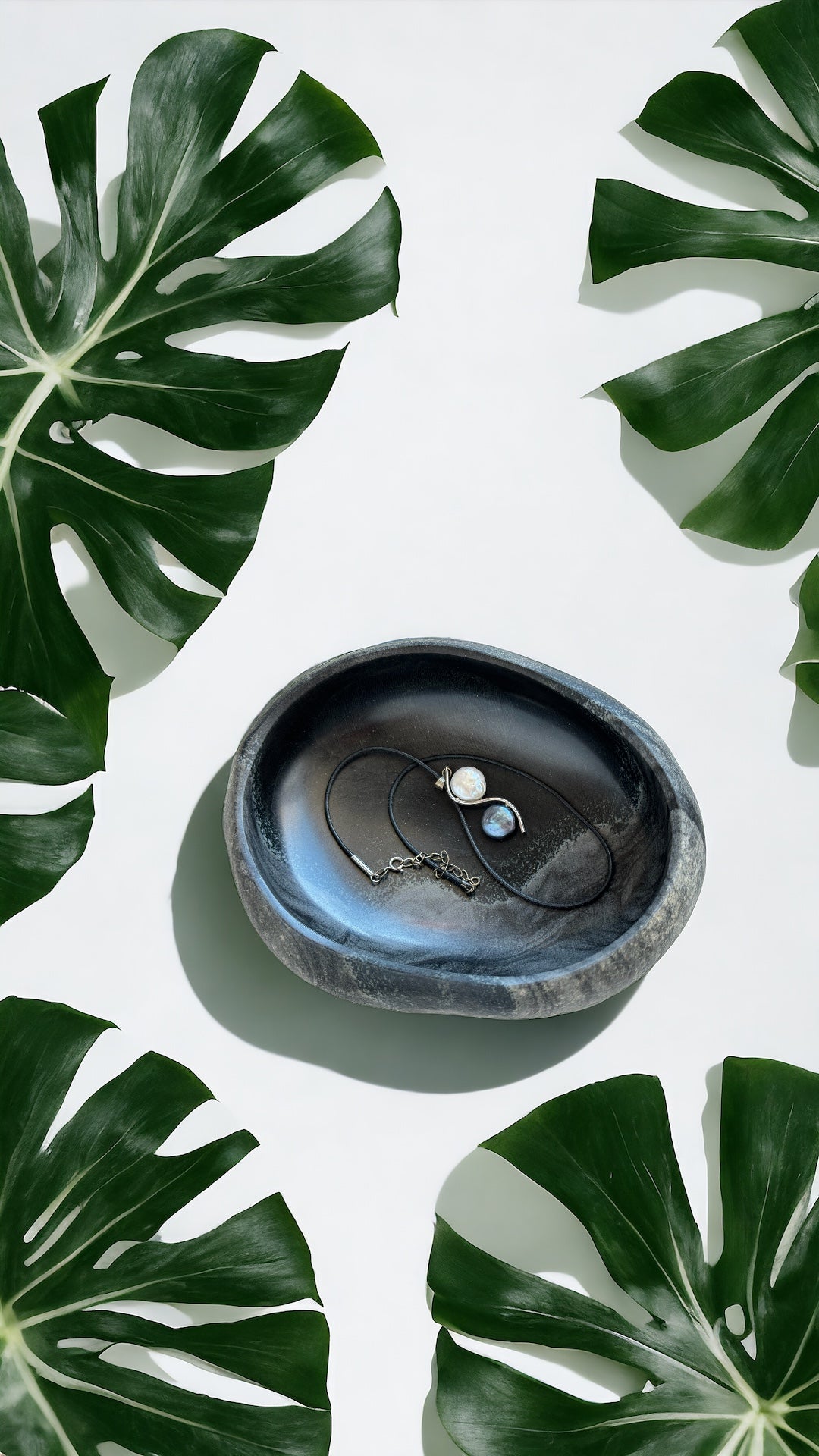 "Black Sand Beach" - Handcrafted stone bowl | Riverstone dish | Rock plate | Serving tray | Catch-all | Trinket tray | Birdbath