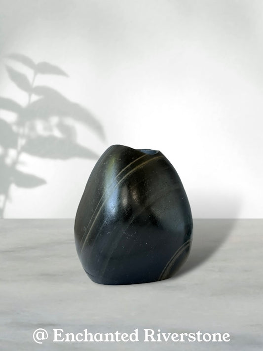 "Nocturne"  - Handmade Natural Riverstone Vase