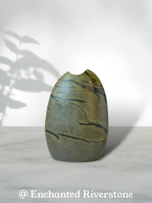 "Whimsical Wind" - Handmade Natural Riverstone Vase