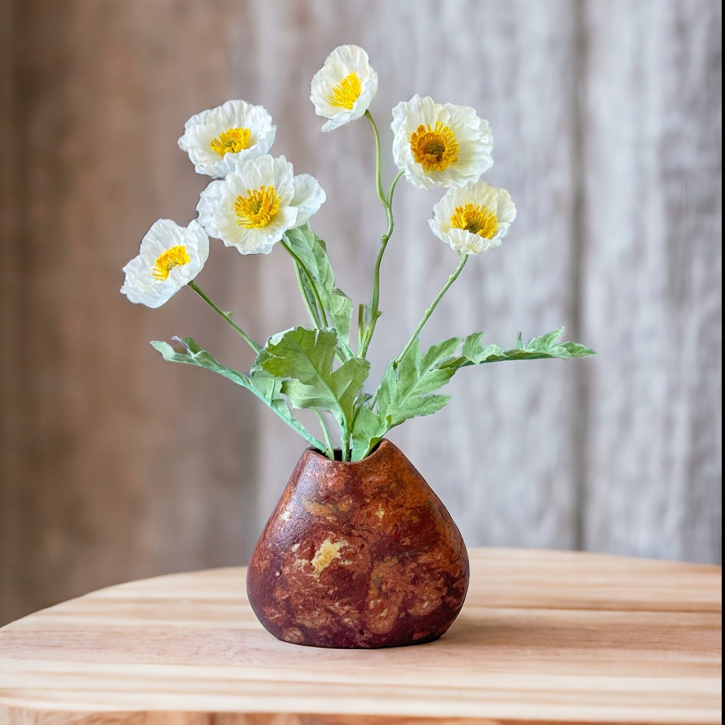 "Crimson Palette" - Handmade Natural Riverstone Vase | Bud vase | Rock art| Flower arrangement | Hydroponic plant