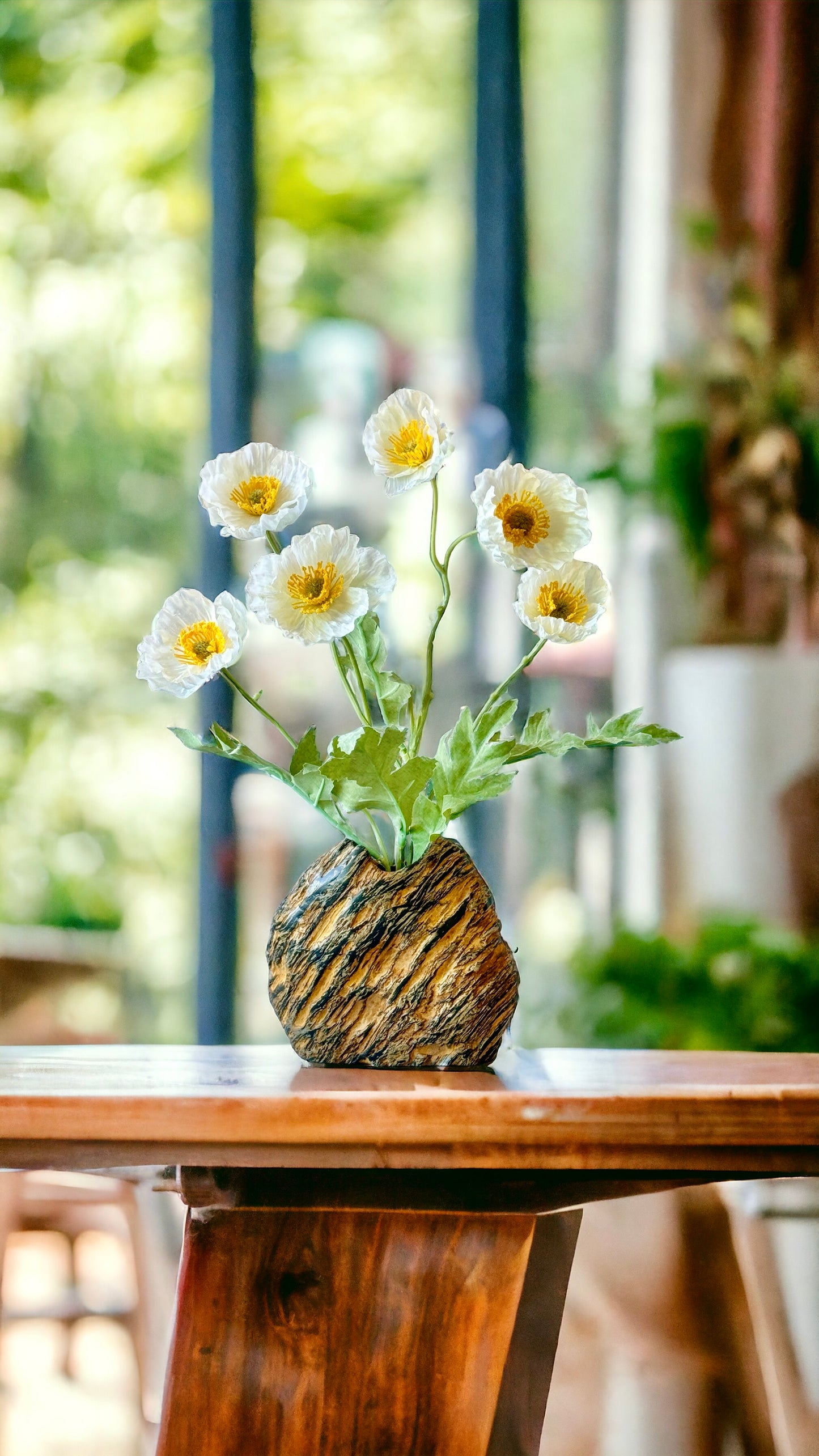 "Crouching Tiger" - Handmade Natural Riverstone Vase