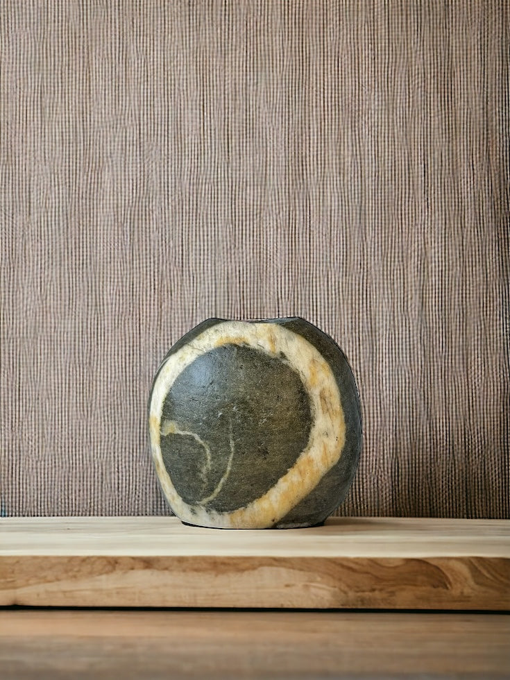 "Eclipse" - Handmade Natural Riverstone Vase